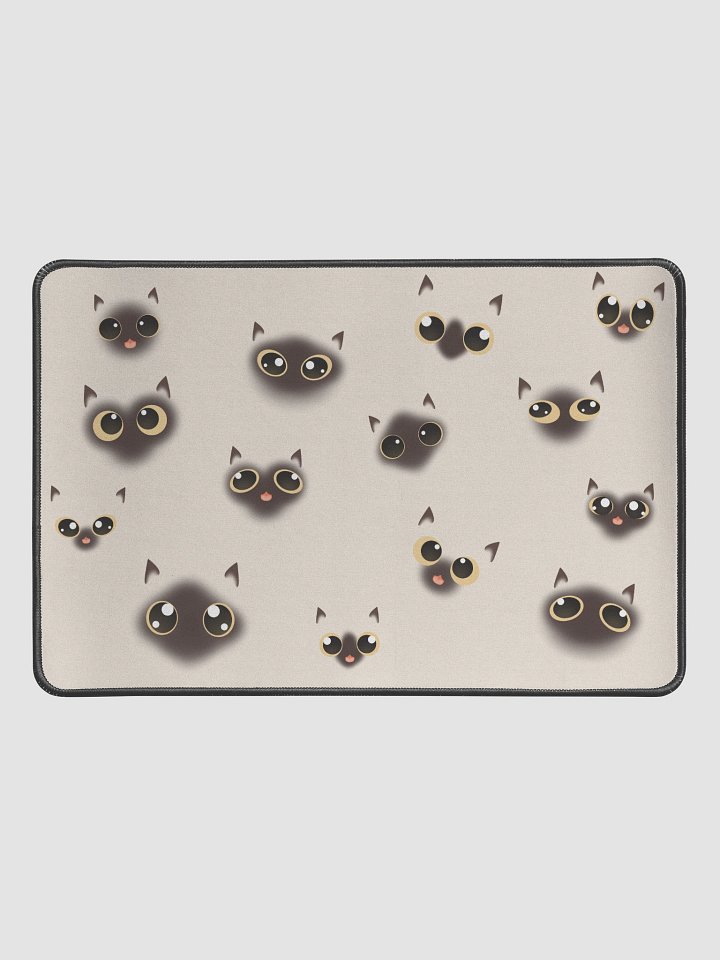 Cute Siamese Cat Faces (Yellow Eyes) Desk Mat 12" x 18" product image (1)