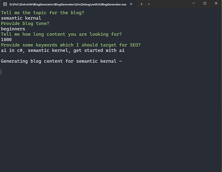 Blog Generator using C# and Semantic Kernel product image (2)