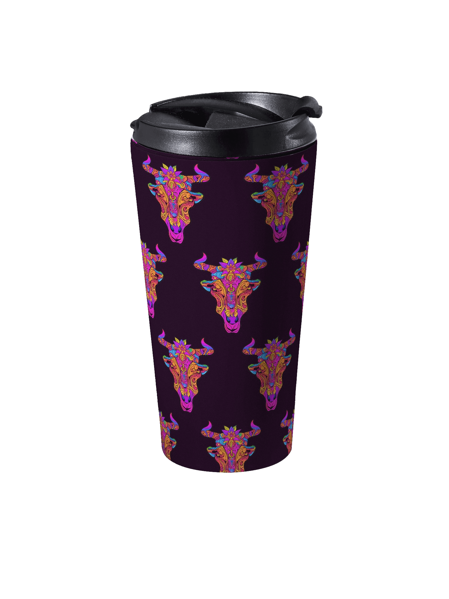 Neon Bull Skull - Stainless Steel Travel Mug product image (3)