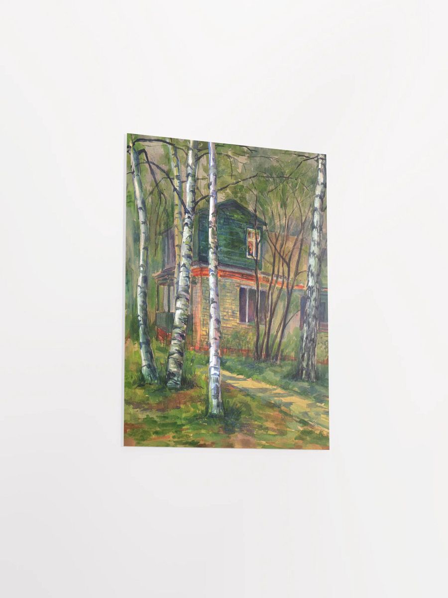 Rustic Retreat Matte Poster - Dacha in Birch Forest product image (5)
