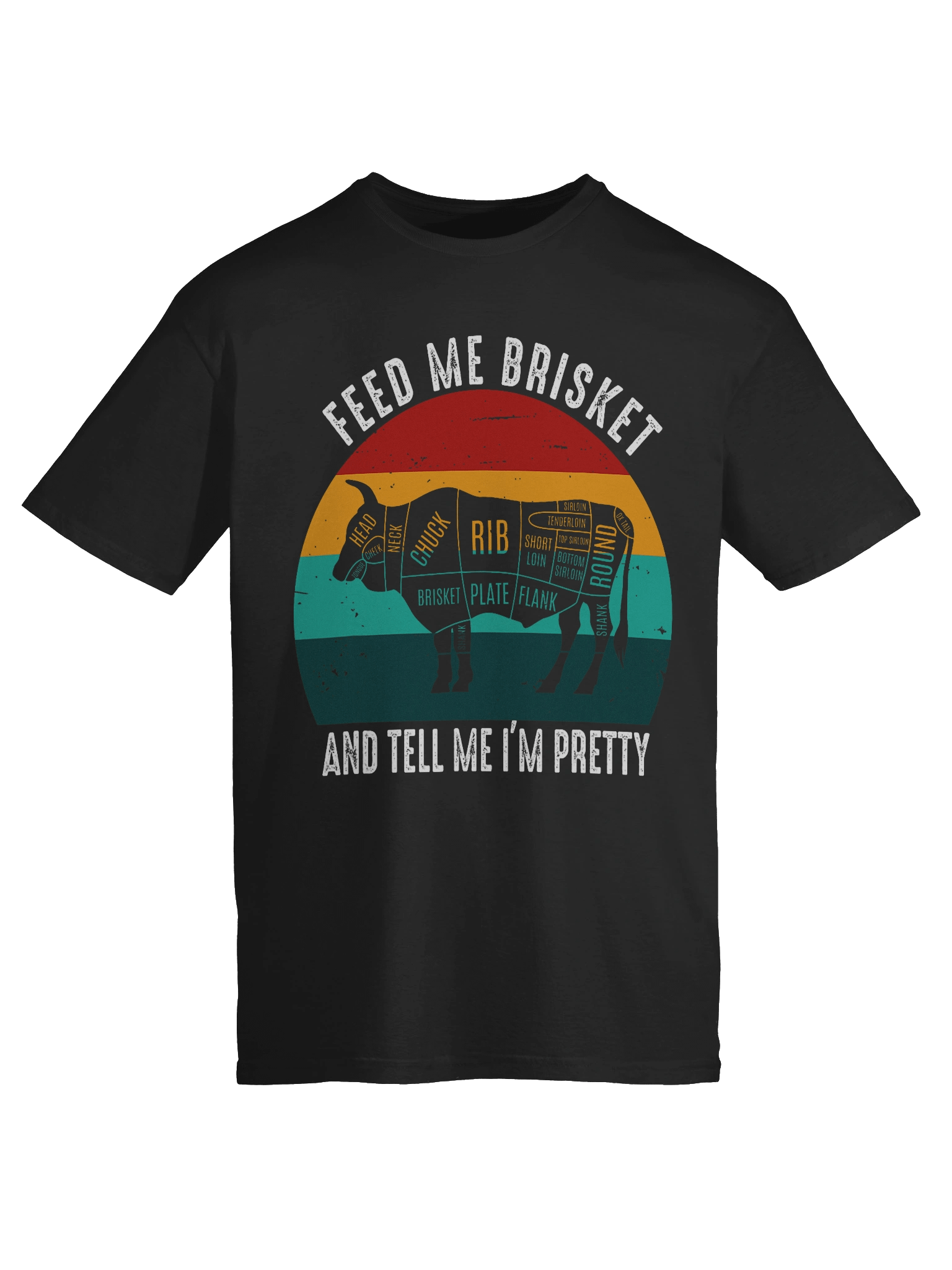 Feed Me Brisket and Tell Me I’m Pretty (Retro Sunset) – Gildan Softstyle Unisex T-Shirt product image (6)