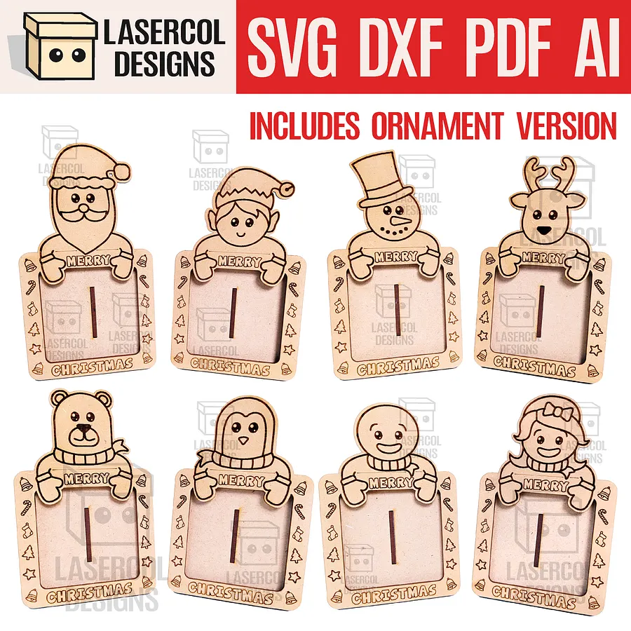 Christmas Photo Frames Bundle - Laser Cut Files product image (1)