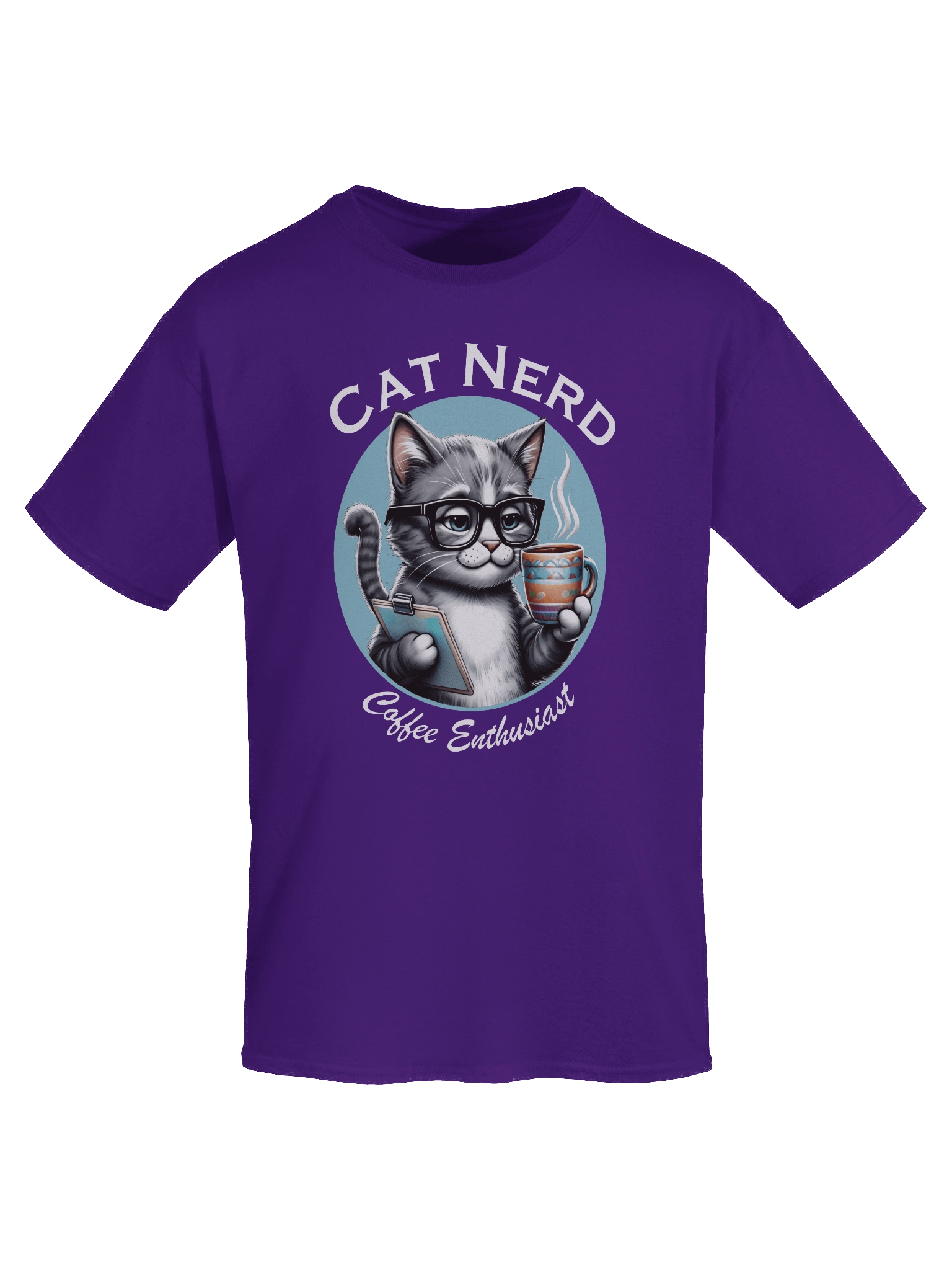 Cat Nerd Coffee Enthusiast Dark Version Unisex Heavyweight Graphic T-shirt product image (1)