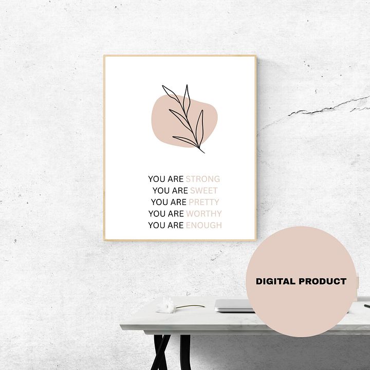 I Am Enough Self-Love Positive Affirmation Printable Wall Art product image (2)