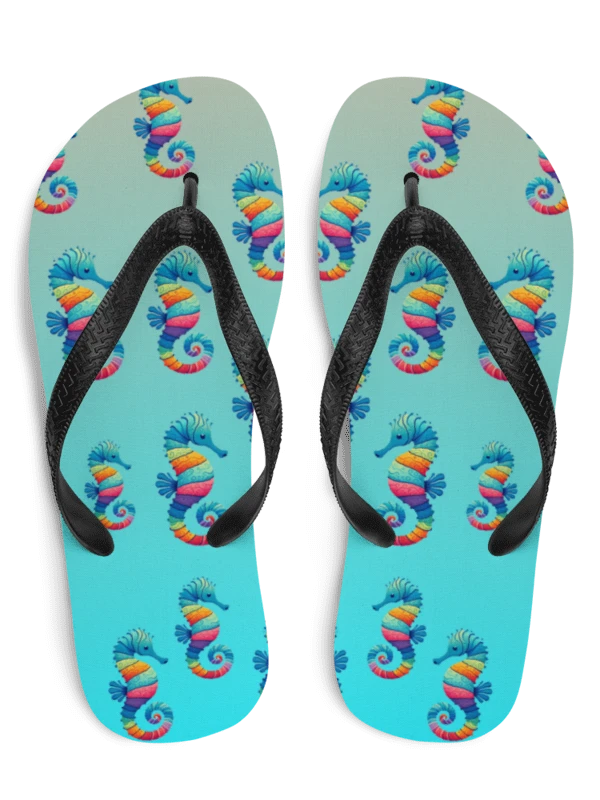 Rainbow Seahorse Flip Flops product image (1)