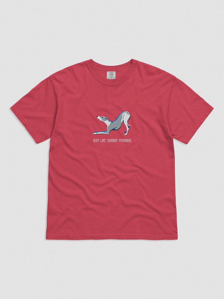 Iggy Like Sunday Morning T-Shirt(Embroidered) of an Italian Greyhound(Blue & White) product image (51)