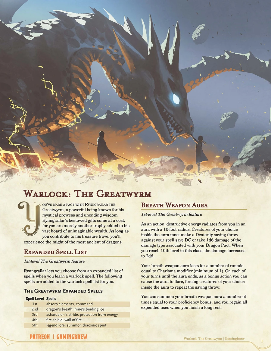 The Greatwyrm | 5E Warlock Subclass product image (2)