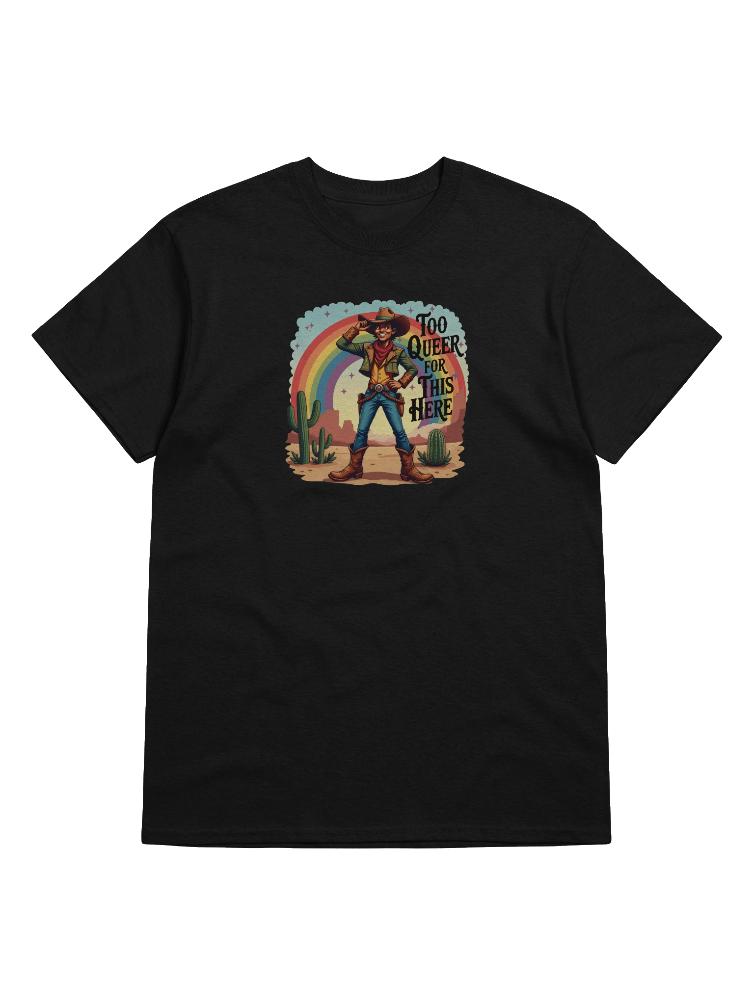 Cowboy Too Queer For This Here Dark Version Unisex Heavyweight Graphic T-Shirt product image (5)