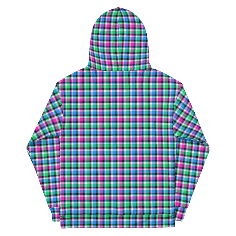 Magenta, Bright Green, and Blue Plaid Hoodie product image (7)