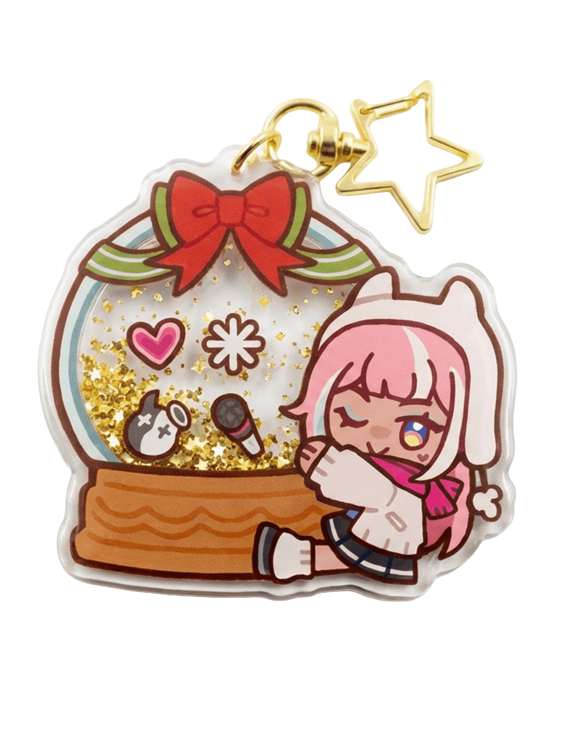 YFU’s Mic Drop Snow Globe | Holographic Shaker Keychain product image (1)