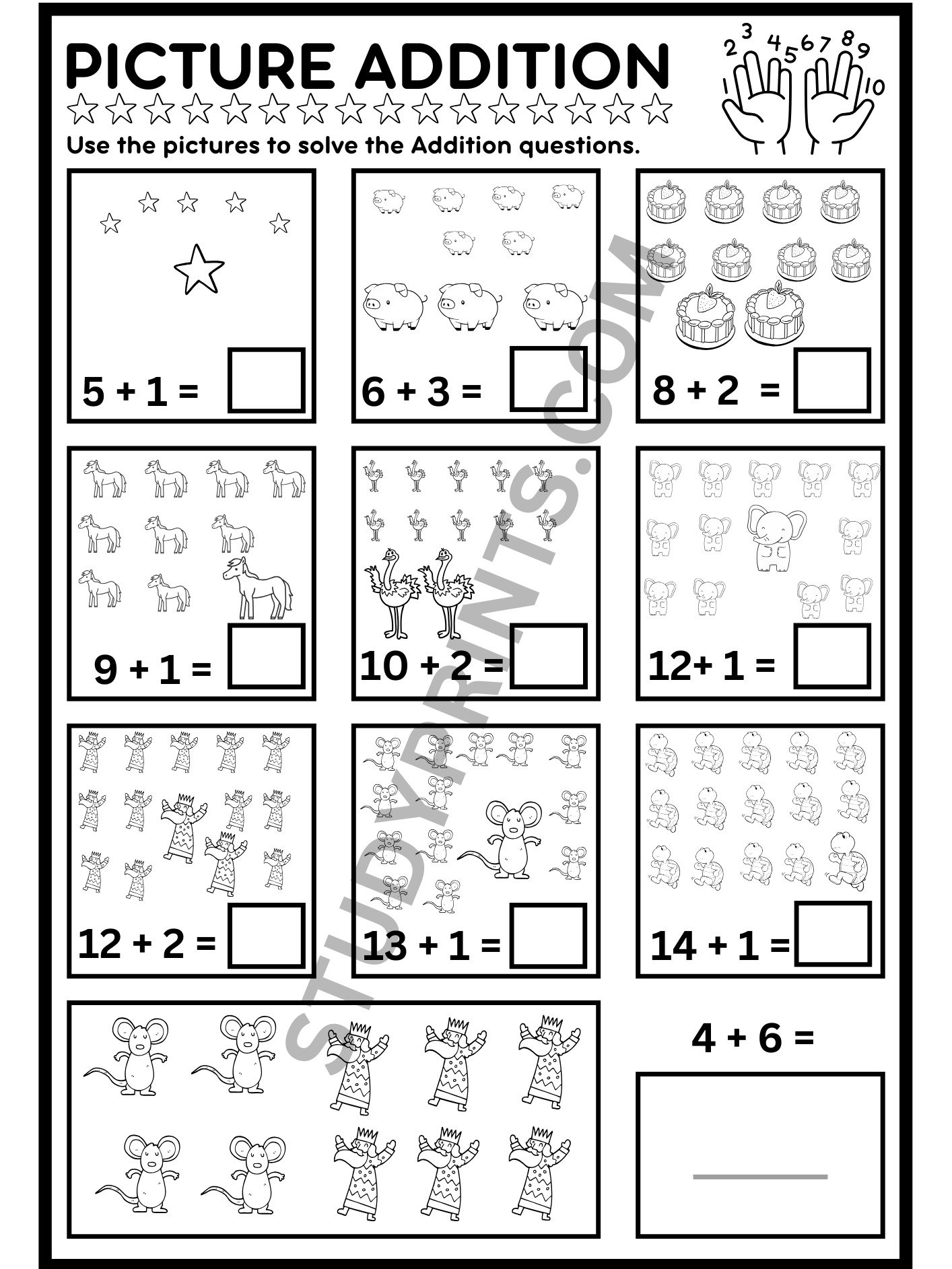 addition and subtraction worksheets for kindergarten with pictures product image (6)