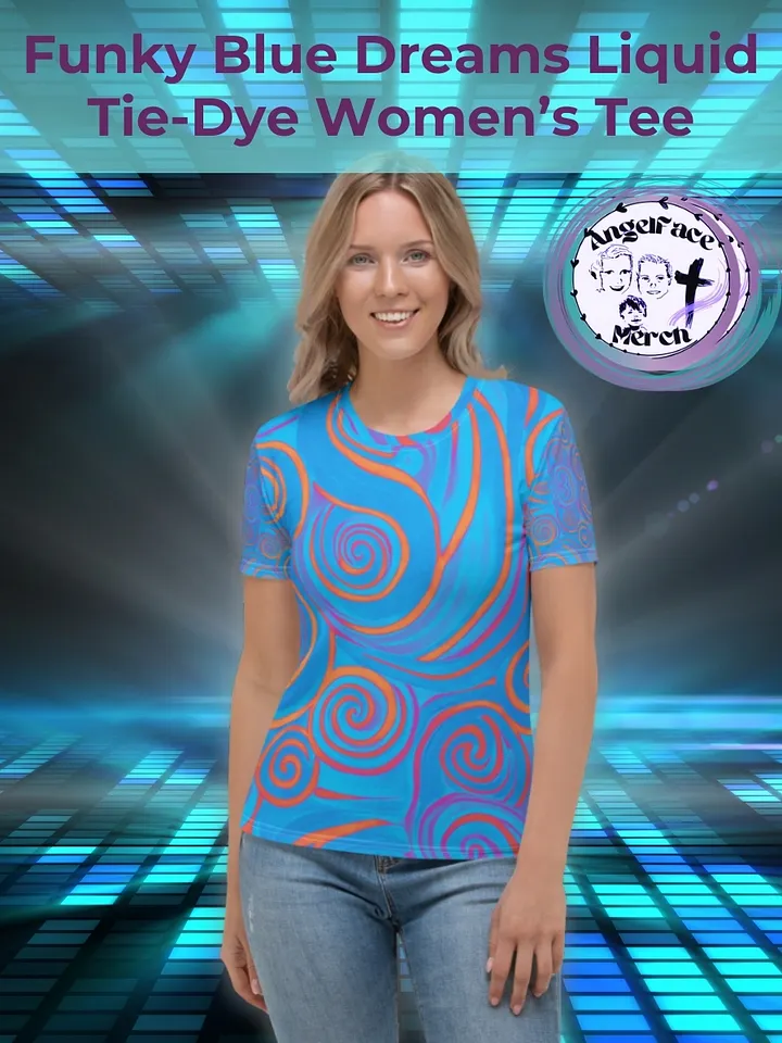 Funky Blue Dreams Liquid Tie-Dye Women's Crewneck T-shirt product image (1)
