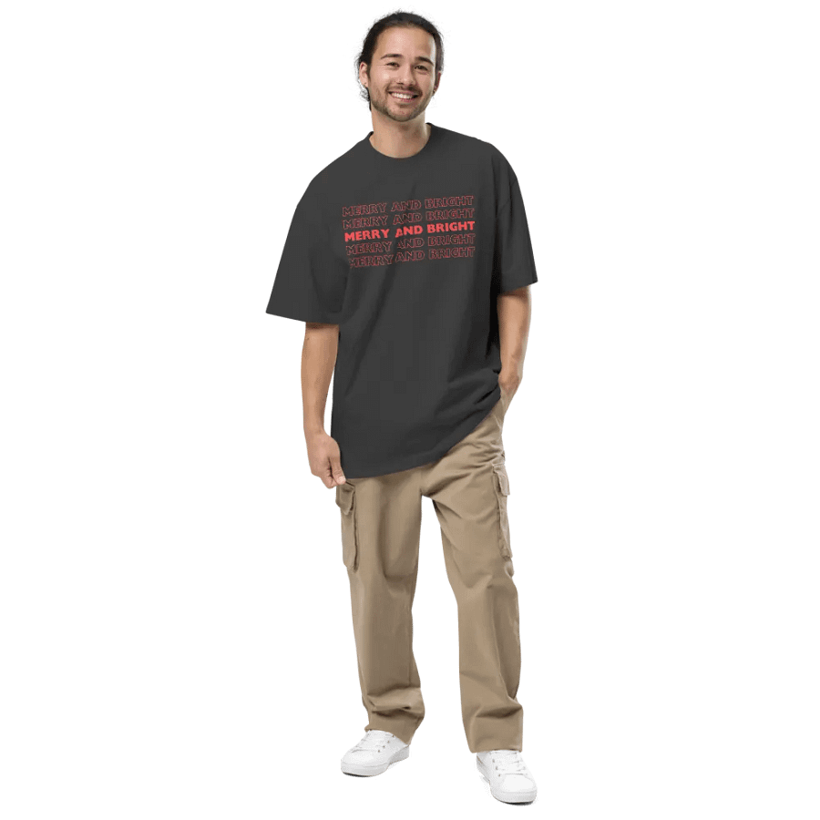 MERRY AND BRIGHT Grid Pattern T-Shirt product image (2)