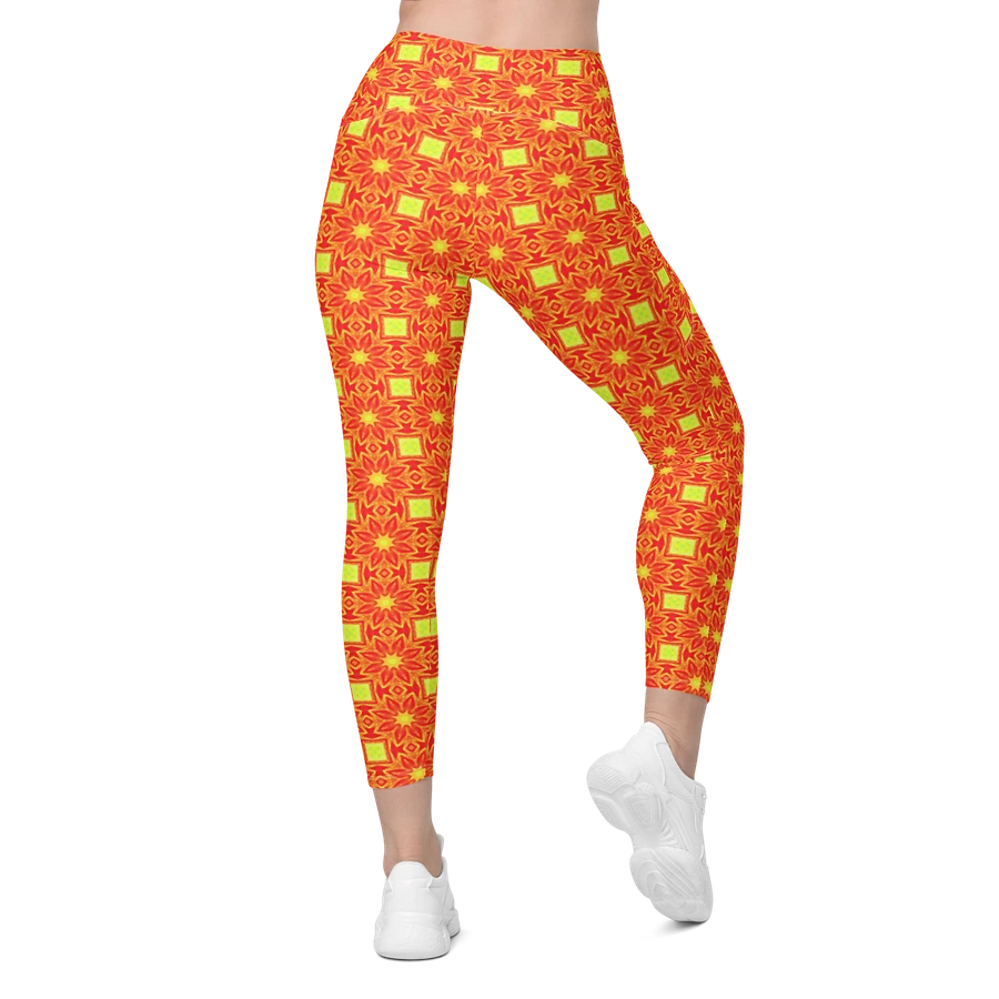 Abstract Repeating Orange Flower Leggings product image (1)