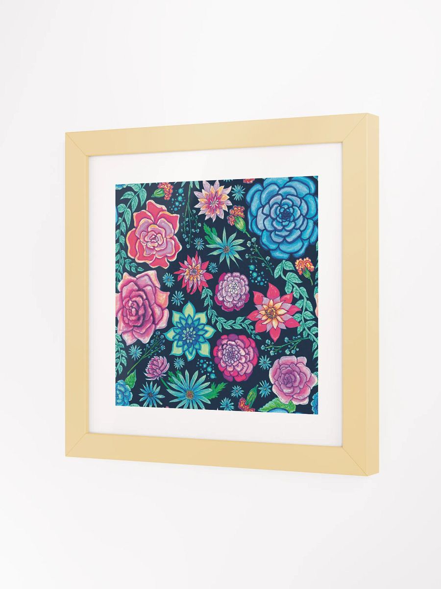 Bold Blooms on Dark Blue | Square Print | by Monique Faella Designs™ | Framed Coastal Wall Art | Museum-Quality Print product image (3)