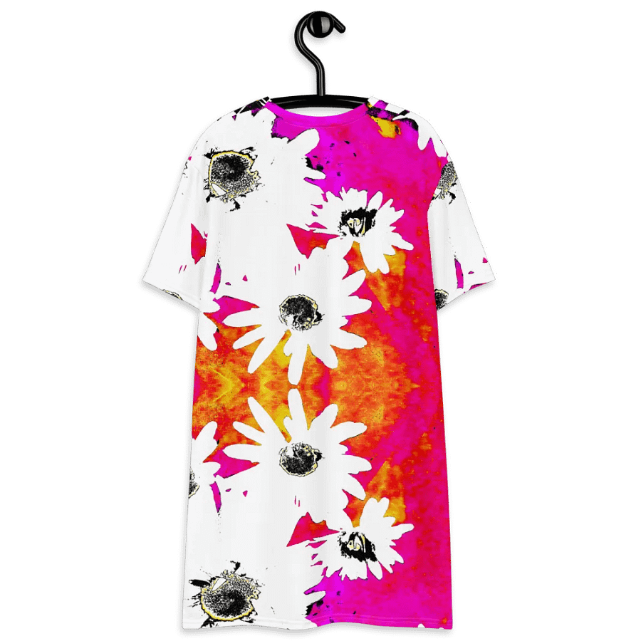 Abstract Vibrant Colourful Daises Ladies T Shirt Dress product image (8)