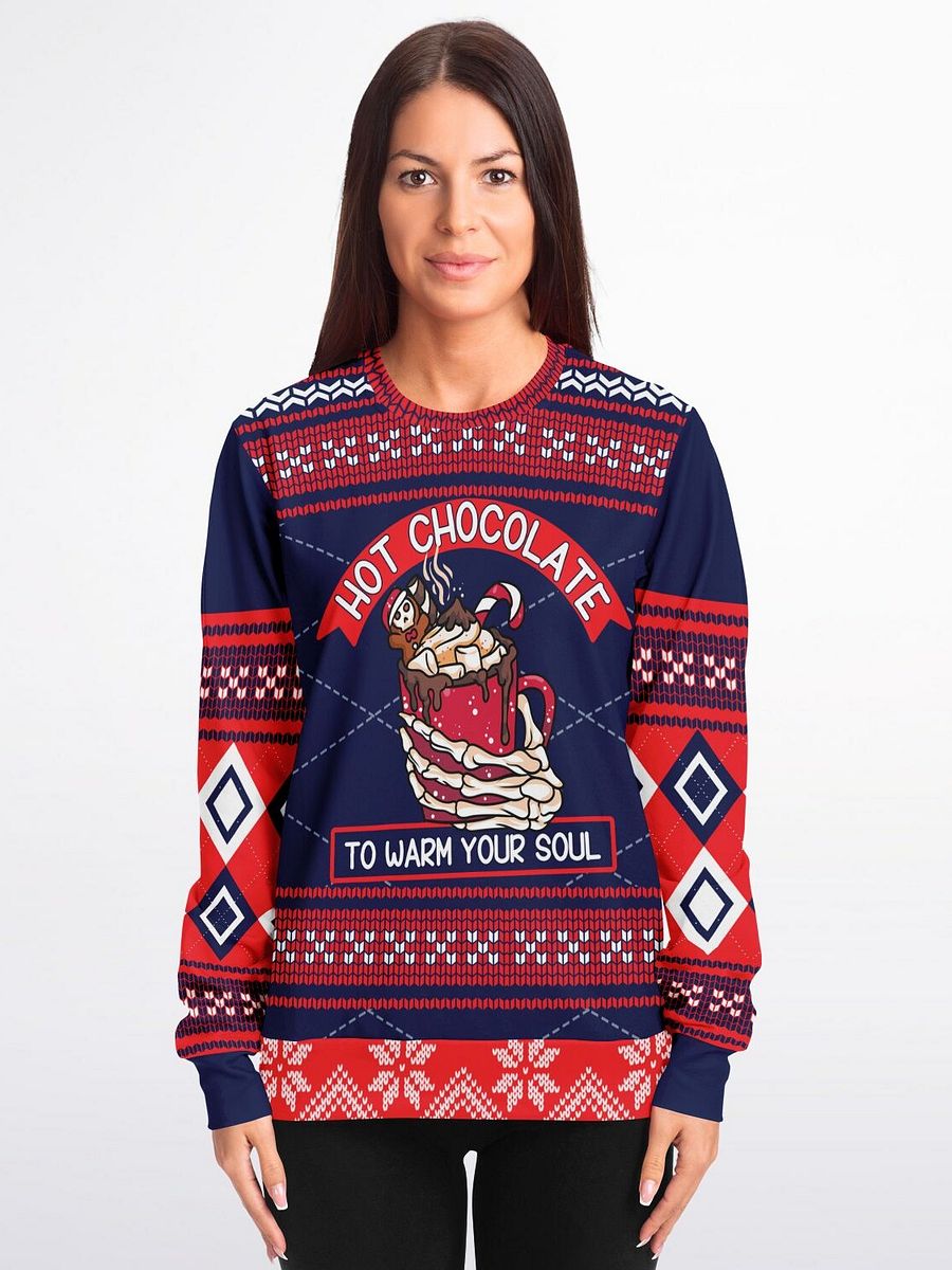 Nordic Hot Chocolate Christmas Sweatshirt | Winter Holiday Sweater | Cozy Marshmallow Gingerbread Design | Holiday Party Outfit product image (5)