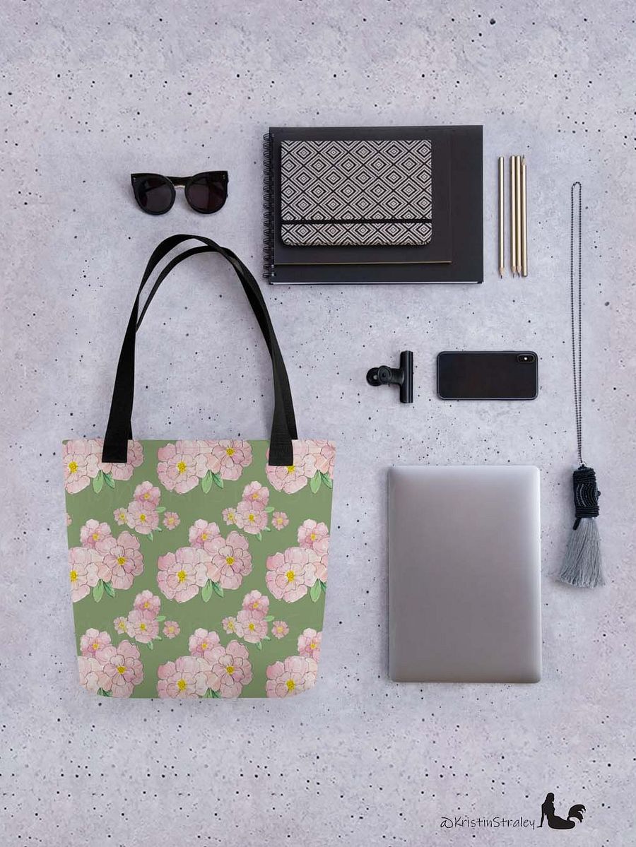Gingham Blossoms - Med Pink Flowers on Green product image (4)