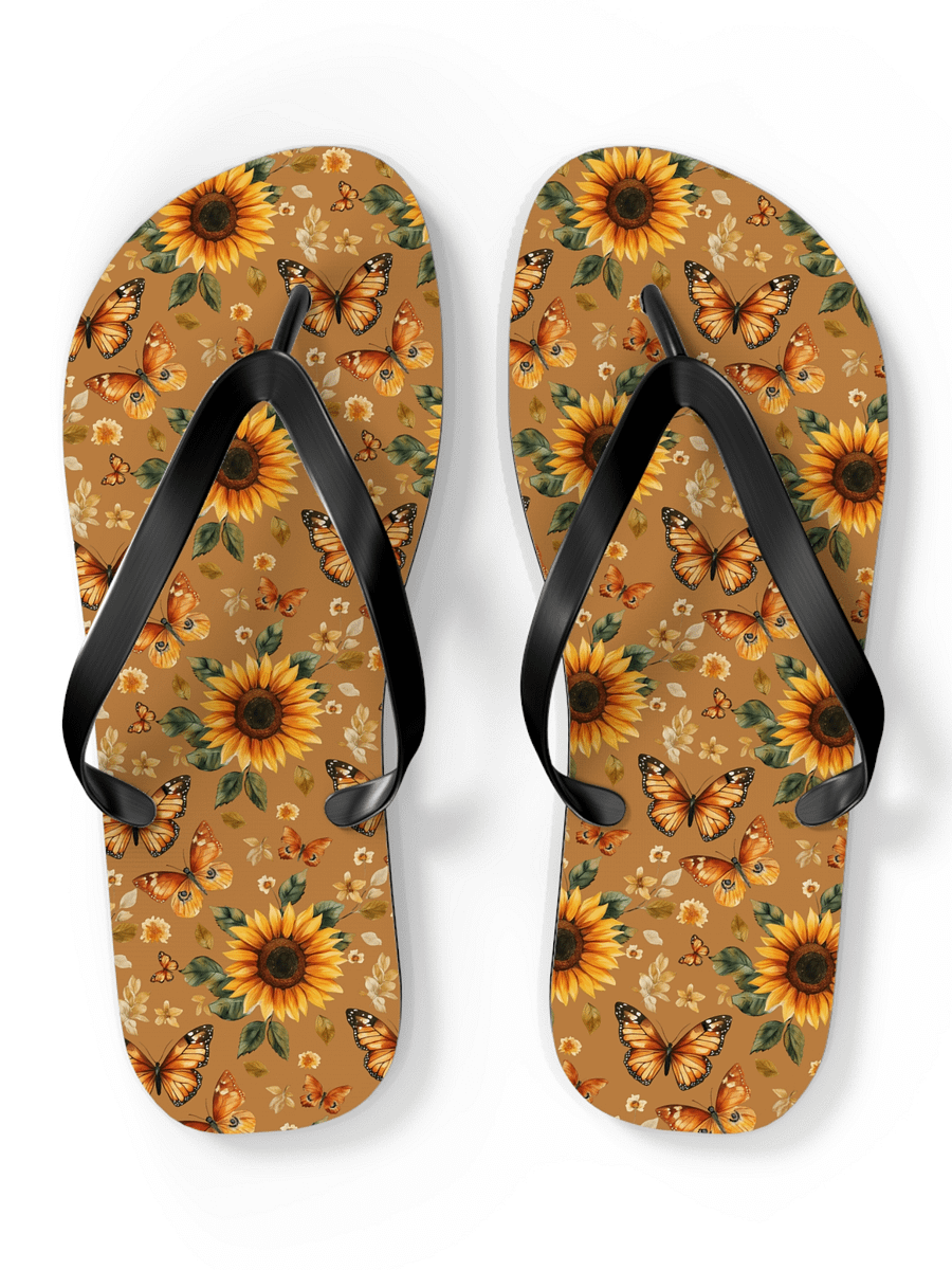 Butterfly/Sunflower Flip Flops product image (1)