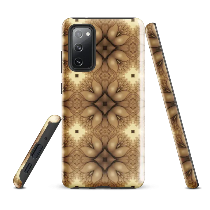 Tough Phone Case for Samsung® - Brown and Beige Geometric Abstract Tulip Floral Pattern product image (1)