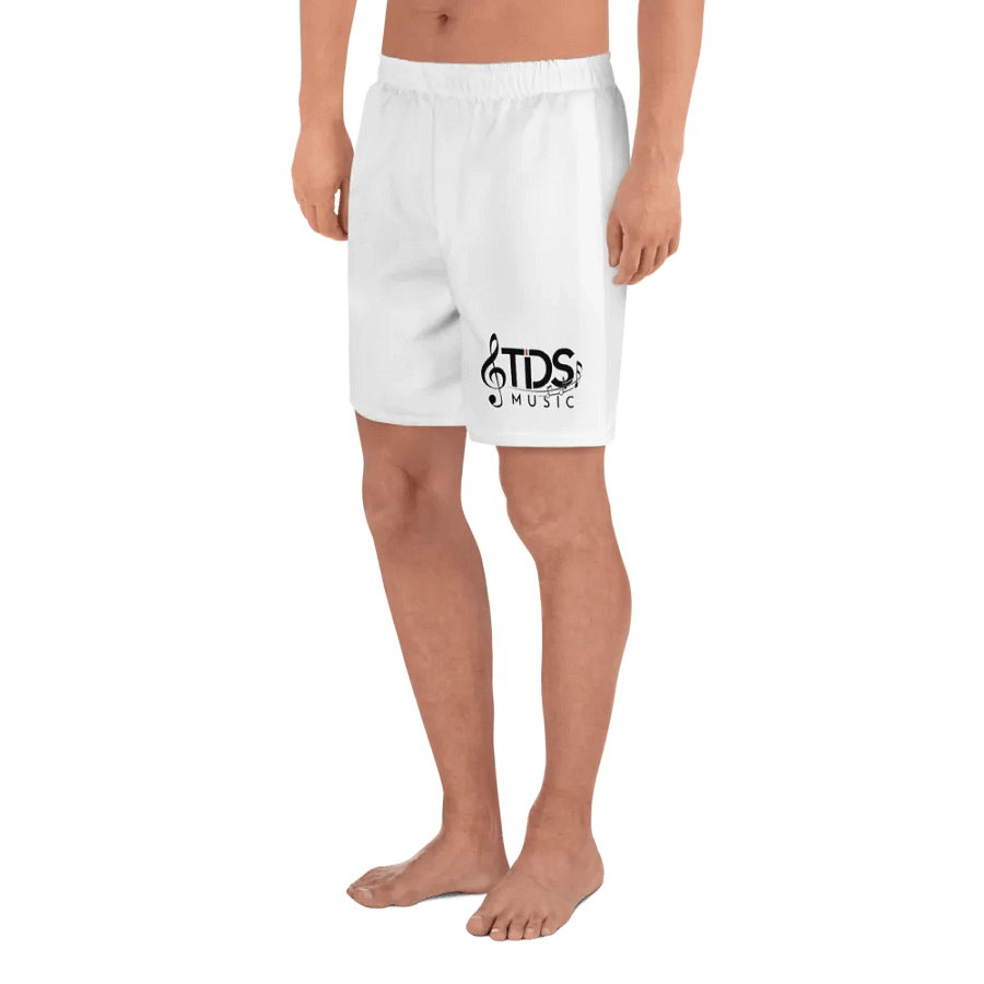 TDS Music Unisex Athletic Long Shorts - Exclusive Musical Design, White, Eco-Friendly product image (3)