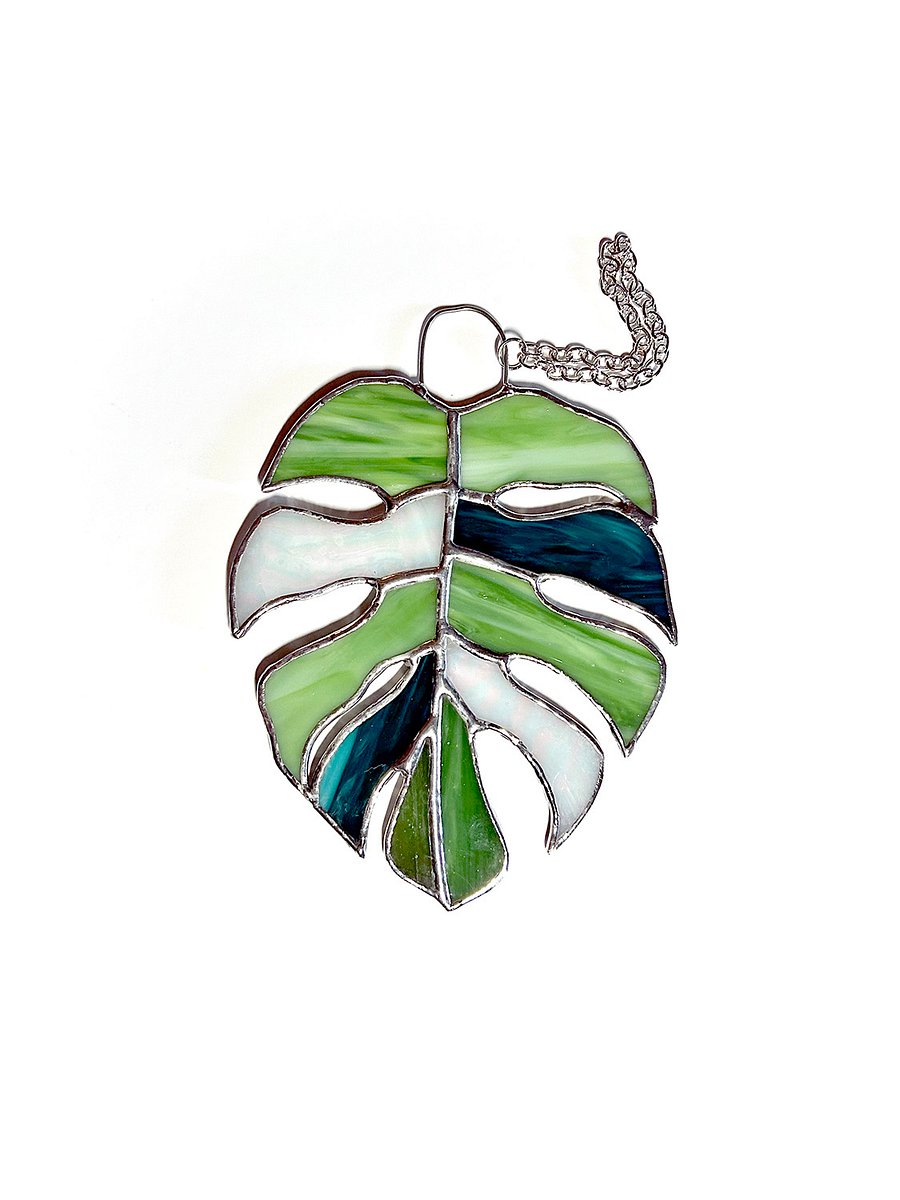 Monstera Leaf Stained Glass Suncatcher (Small) product image (1)