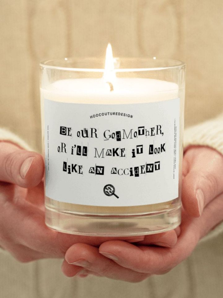 Funny gift for a godmother - Make it look like accident - Soy wax vegan candle product image (1)