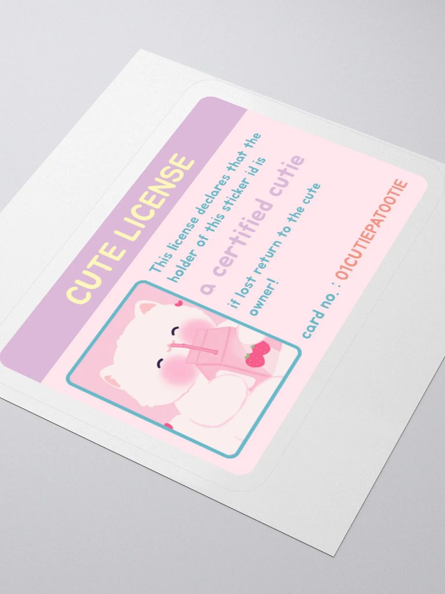 Cutie License White Cat Vinyl Sticker product image (3)