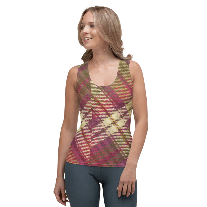 ALL-OVER PRINT RED YELLOW AND GREEN CHECKERED PATTERN VINTAGE CHECKERED WOMEN'S TANK TOP product image (1)