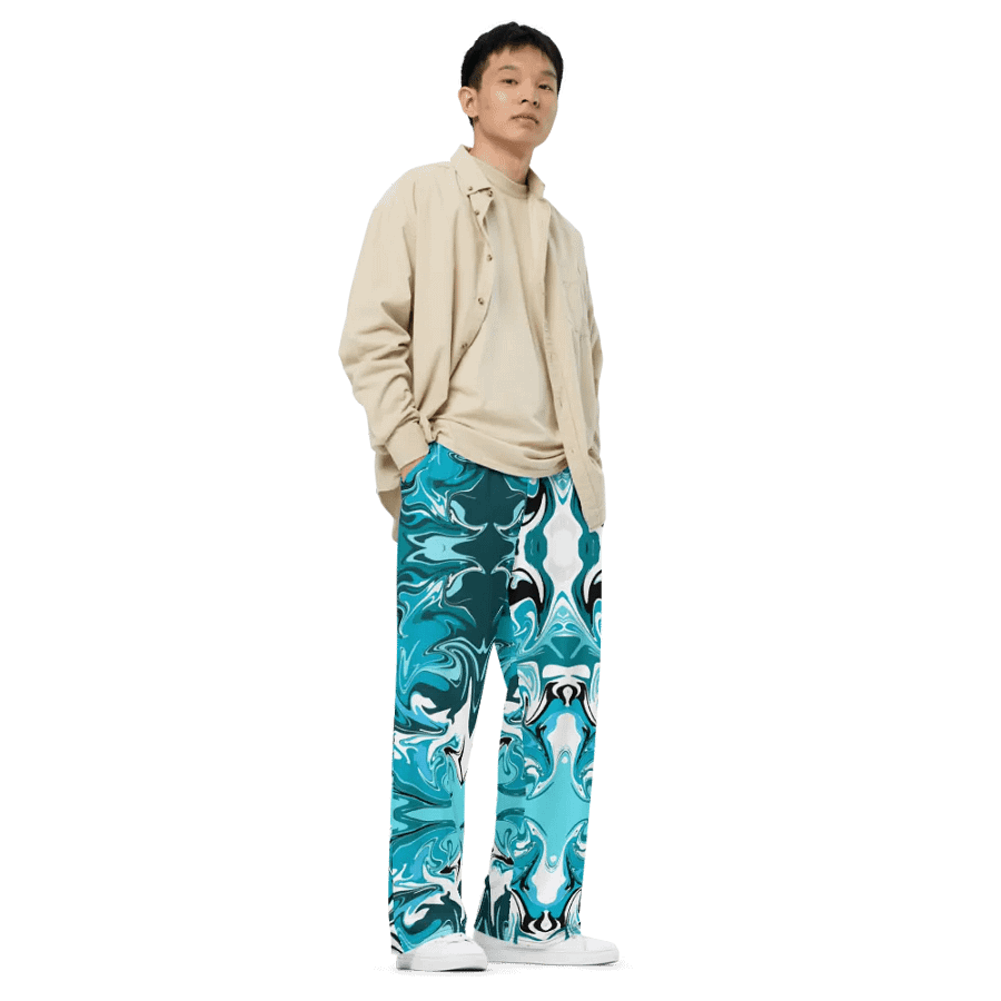 Blue Swirl Unisex Wide Leg Bottoms product image (3)