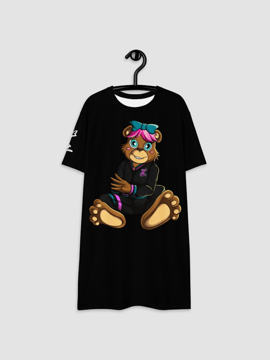 Sitting Girl Bear Black All-Over Print T-Shirt Dress product image (4)