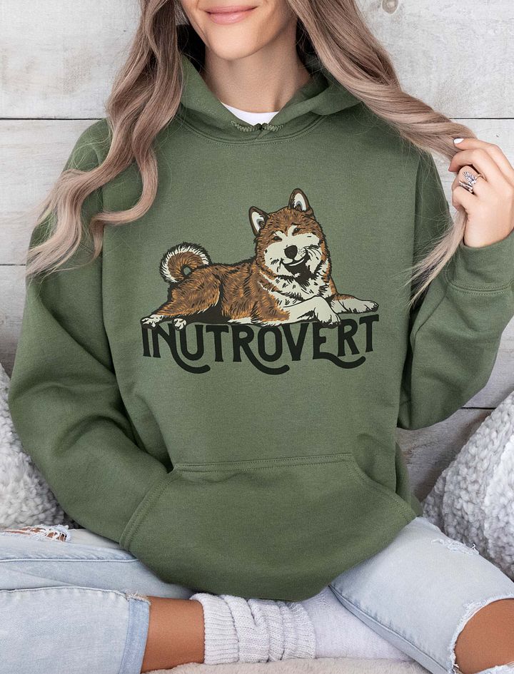 Inutrovert Hooded Sweatshirt of an Akita Inu (Brindle) | Funny Hoodie for Akita Paw-rents product image (13)