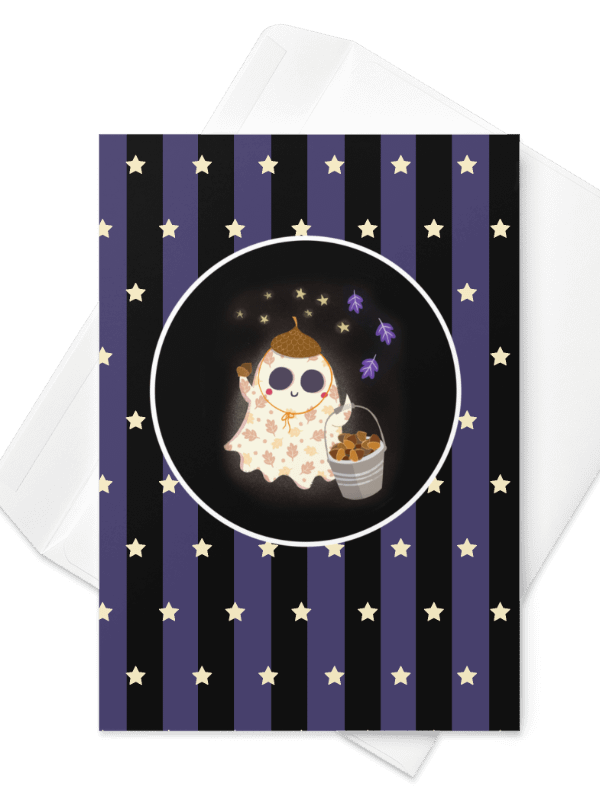 Little Ghost Acorn Collector - Greeting Card product image (1)