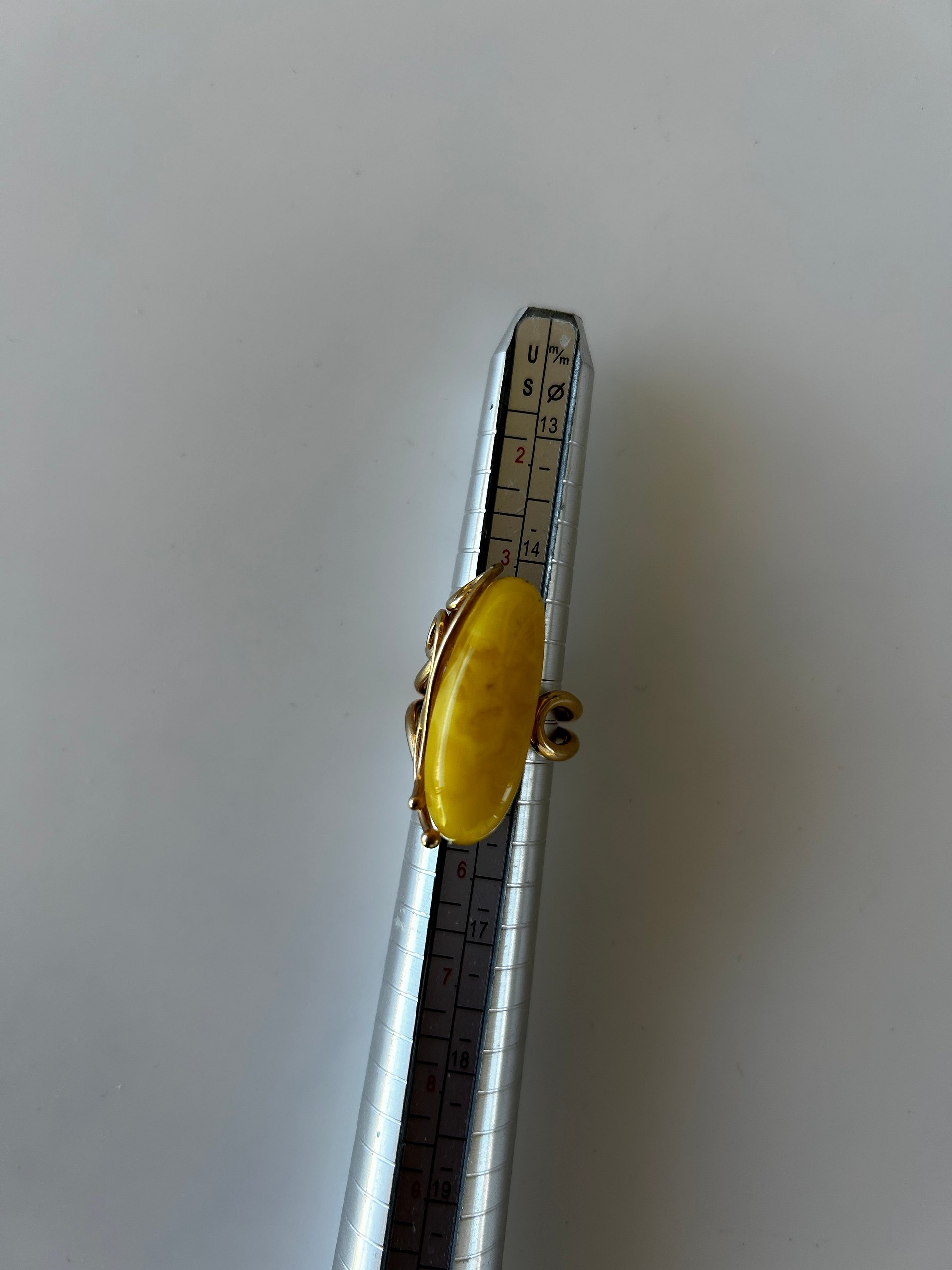 Baltic Egg Yolk Amber 925 Sterling Silver Swirl Design Adjustable Ring product image (6)