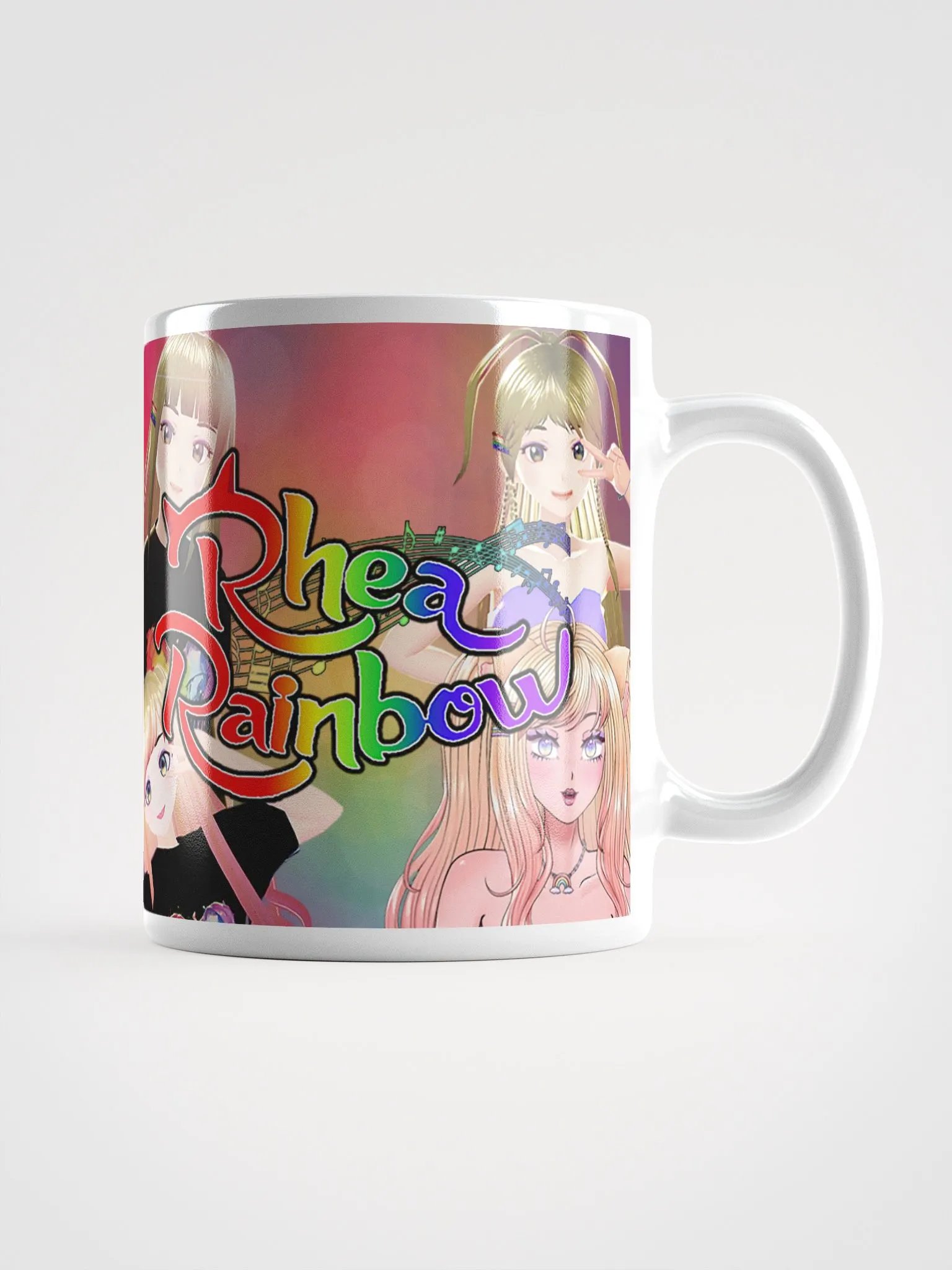 🌈Rhea Rainbow White "POGgression" Glossy Mug! ☕ product image (1)