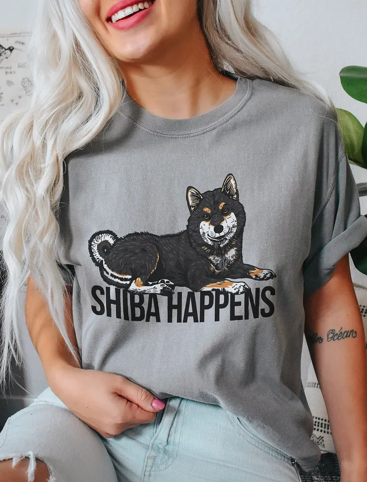 Shiba Happens T-Shirt of a Shiba Inu (Tricolor) | Funny T-Shirt for Shiba Inu Paw-rents product image (11)