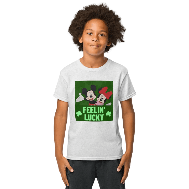 Mickey and Minnie mouse green style (art by Dina R.) acrylic painting picture - Gildan Youth Sports Tee product image (6)