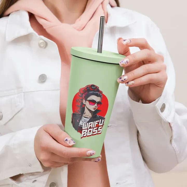 Waifu Boss 20 oz Tumbler Cup - Mint - Insulated Tumbler with a Straw v2 product image (2)