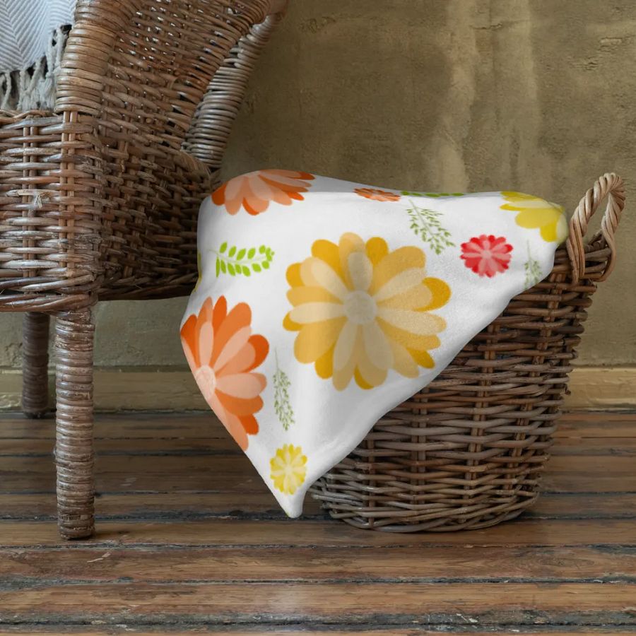 Orange Floral Blanket product image (11)