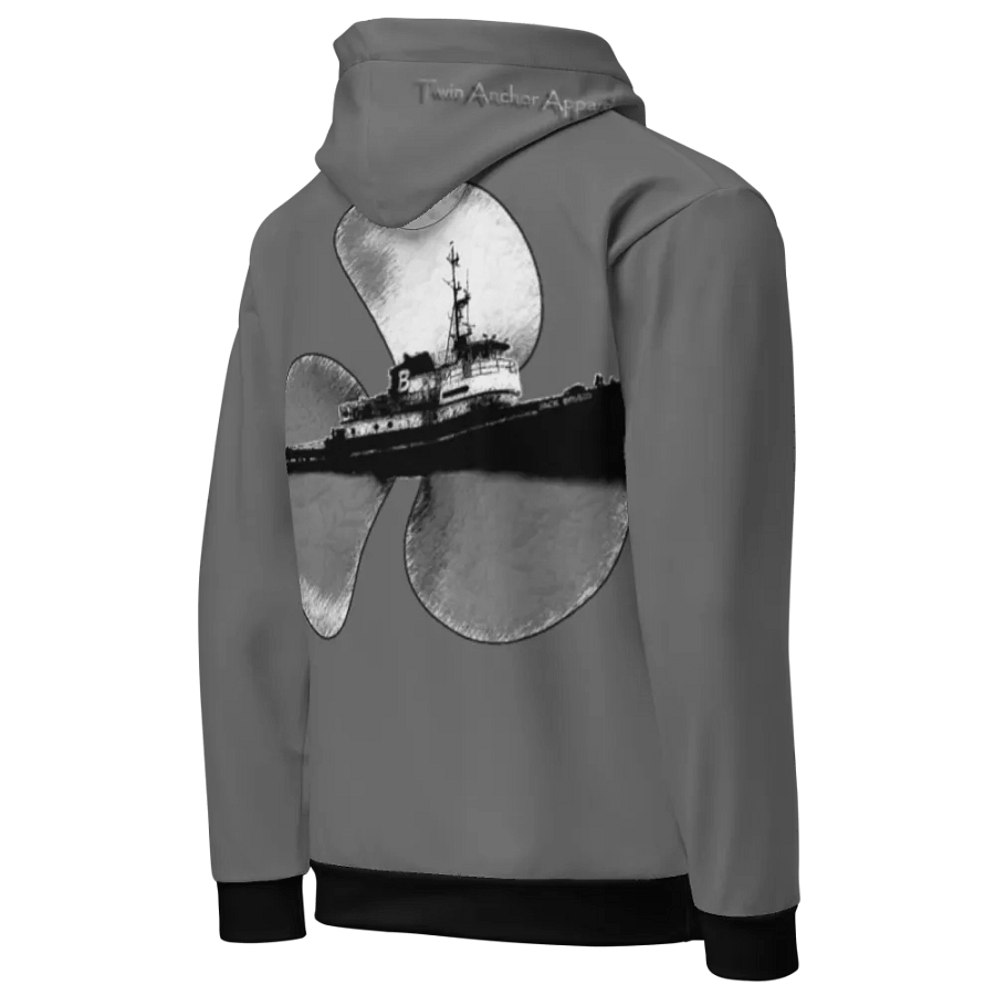 Gray Three blade prop & Jack tug Hoodie product image (8)