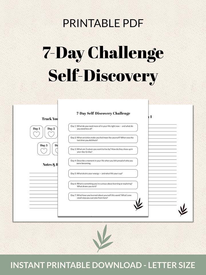 7-Day Self-Discovery Challenge Printable product image (2)