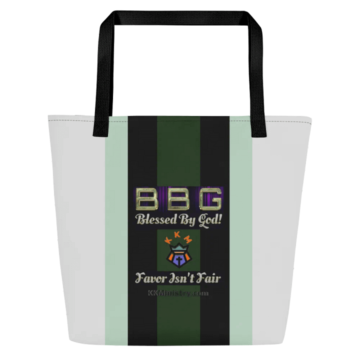 Green and Black Striped BBG Tote Bag with Pocket product image (2)
