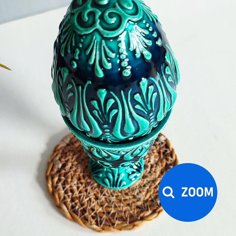 Ceramic turquoise Easter egg — handmade pottery, handmade ceramic, home decor, handmade gift, Turkish ceramic product image (6)