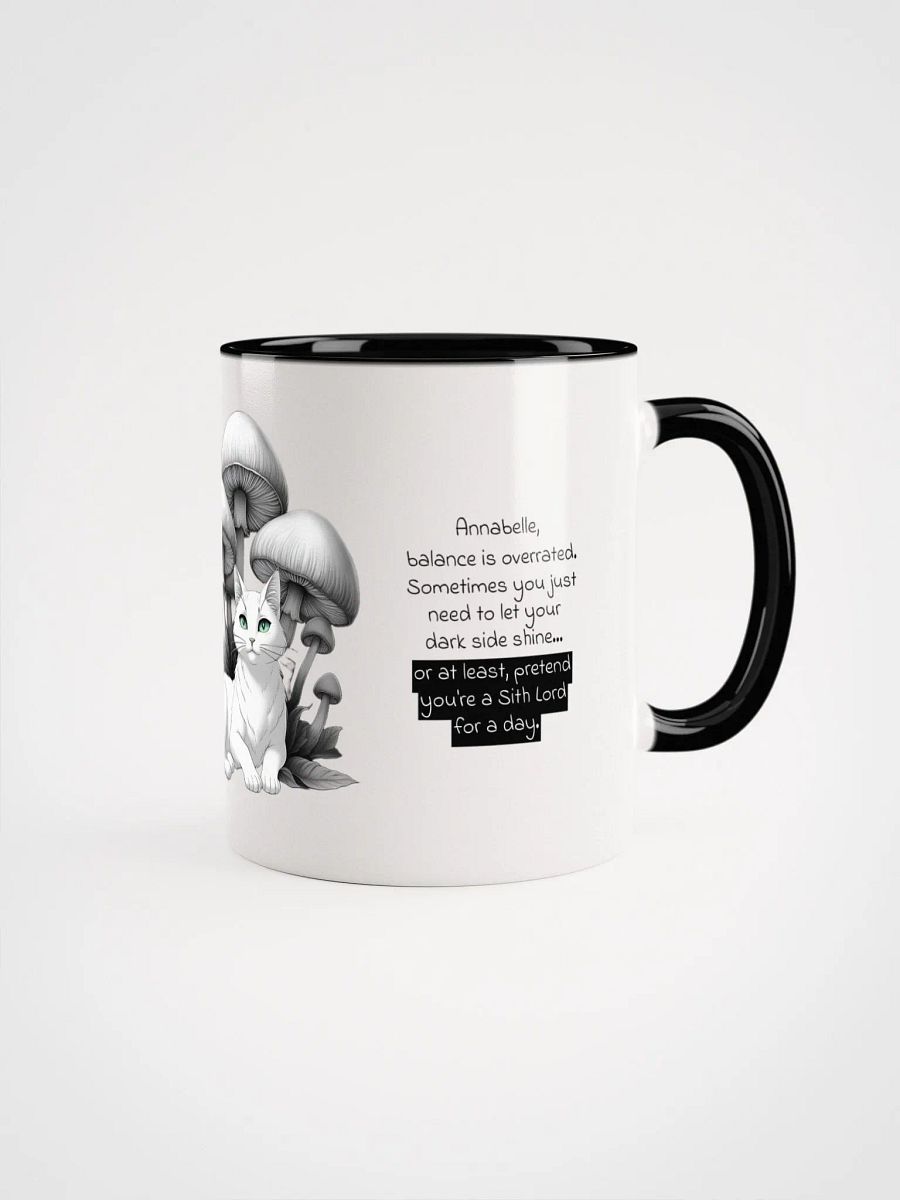 Personalized Black Cat and White Cat Resting Under Giant Mushrooms Coloured Mug product image (1)