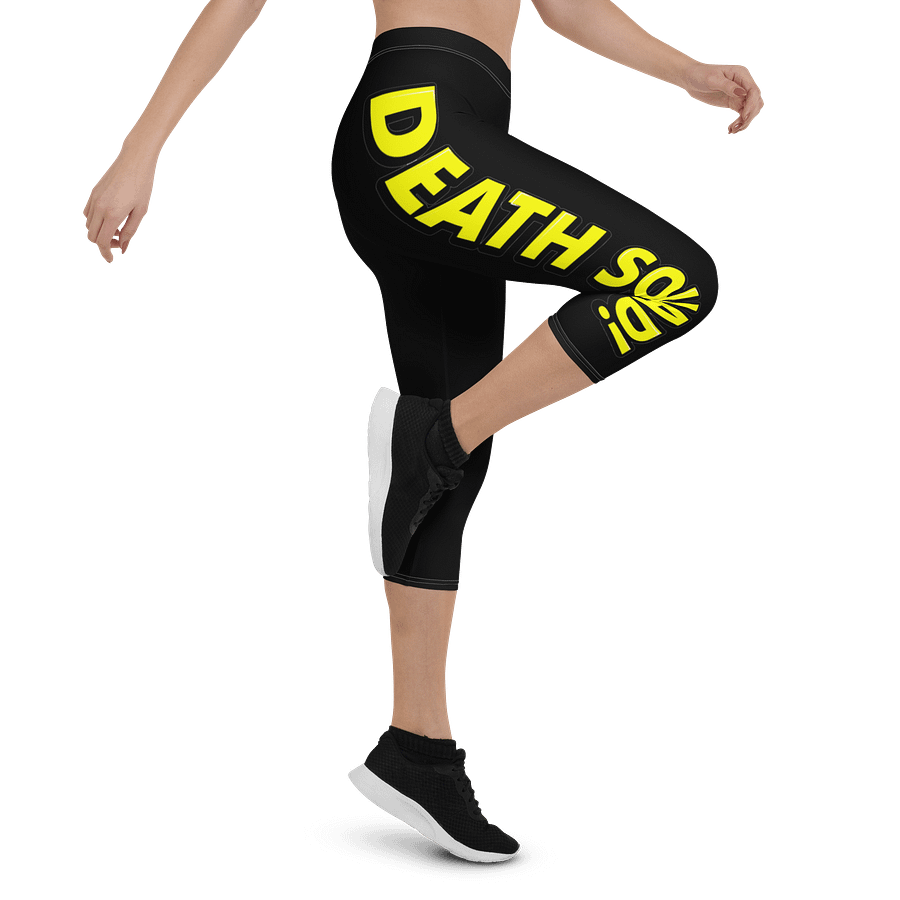 Death Squad Superhero Yellow Capri Yoga Pants Black product image (4)