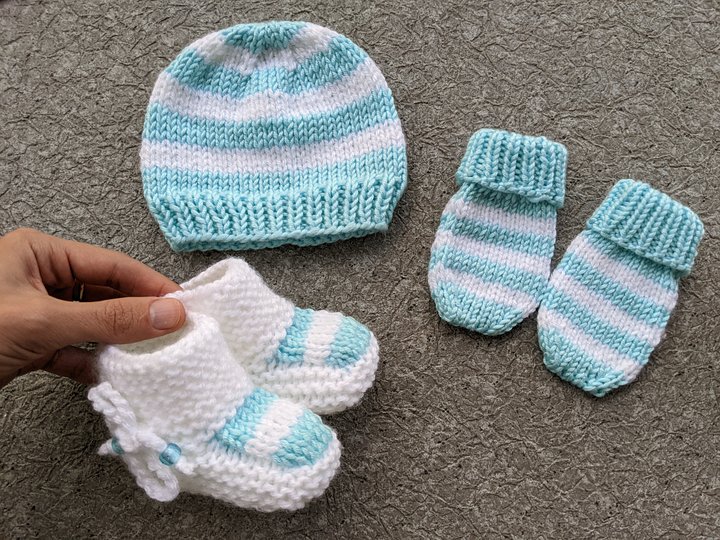 Knit Newborn Baby Striped Patterns Set product image (1)
