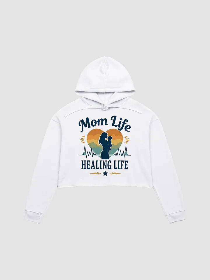 Sunset Silhouette Mom Life Crop Hoodie product image (4)