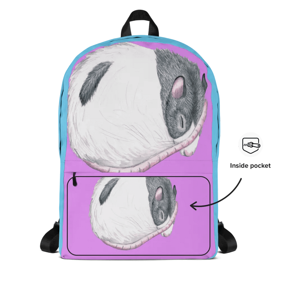 black hooded rat sleeping backpack product image (6)