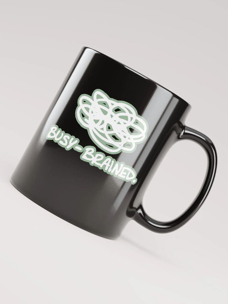 *not* mentally linear (lined design, #96B697) glossy black mug product image (5)