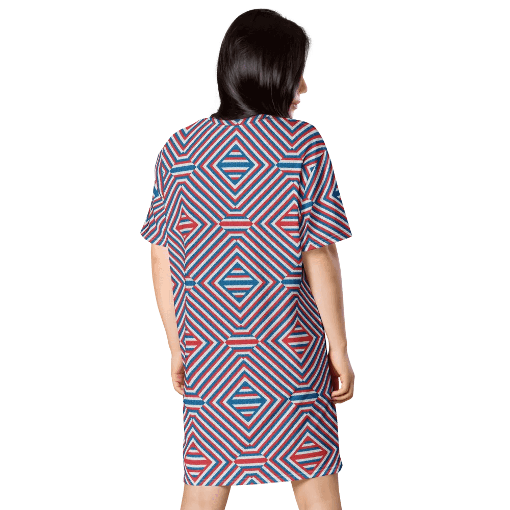 Women's | New England Tidal Treasures | T-Shirt Dress | Seashell Print, Oversized & Comfy | Geometric Mod product image (3)